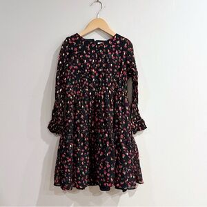 Crewcuts Girls Floral Dress Black Red Gold Long Sleeve Size 6 Party Chic